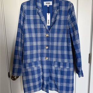 BB Dakota Blue White Plaid Blazer